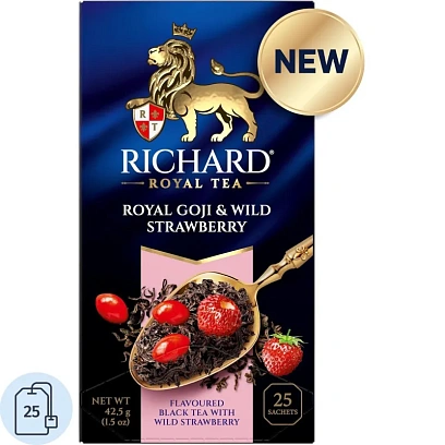 Чай Richard Royal Goji & Wild Strawberry черный, ароматизированный,25 сашет