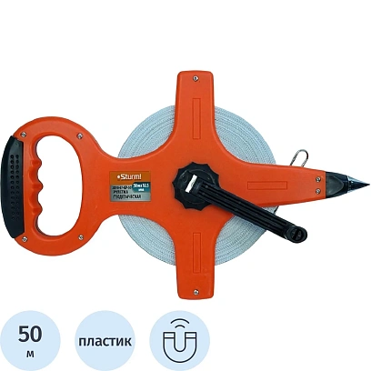 Рулетка 50 м геодез. ФИБЕРГЛАСС, ШТЫК ДЛЯ ФИКСАЦИИ, Sturm! 2010-07-GP-50
