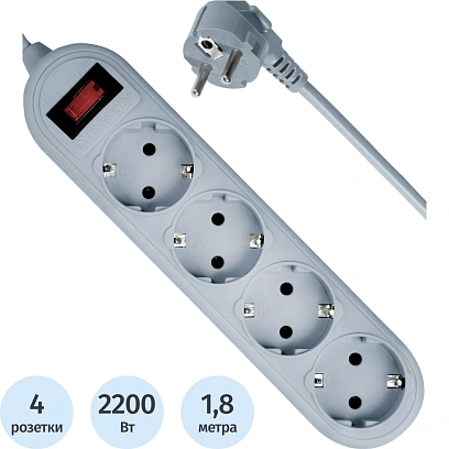 Сетевой фильтр Defender  ES Lite 1.8 1,8 м, 4 розетки(99487)