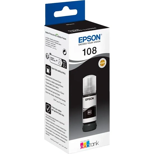 Чернила Epson 108 EcoTank Ink C13T09C14A для Epson L8050/L18050, Black 70ml