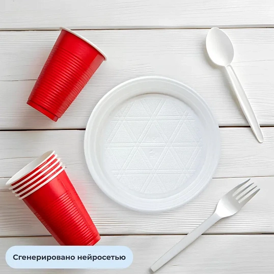 Тарелка одноразовая Комус d 165 мм, бел., ПП, 100шт./уп