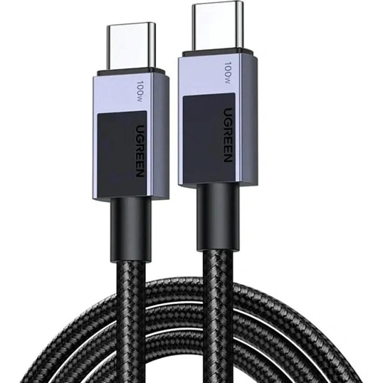 Кабель UGREEN L512 (45063)USB-C 2.0 to USB-C 2.0 PD FastCharg.5A 1м чер/сер