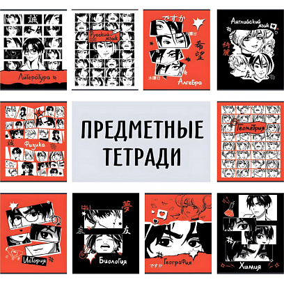 Тетрадь предметная набор Комус Класс Аниме 48л А5 офсет 65г/м2 10 предметов
