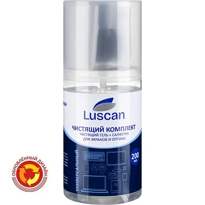 Гель для чистки мониторов Luscan, 200 мл + м/фибра 18х18