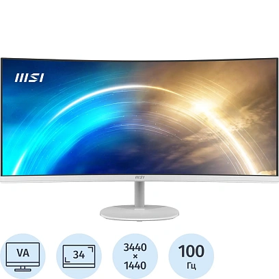 Монитор MSI PRO MP341CQW 34 UWQHD(3440x1440)/VA Curve/2xHDMI/DP/100Гц/бел