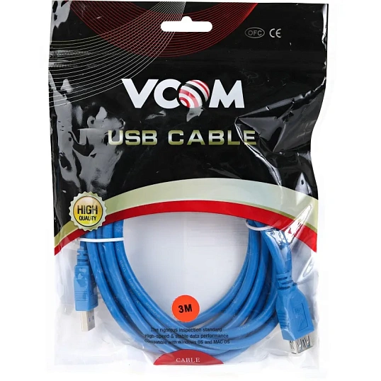 Кабель USB 3.0 AM/AF, 3 м, VCOM, VUS7065-3M