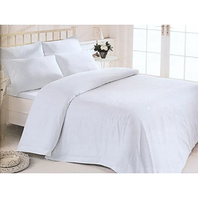 Постельное белье 1,5сп поплин 110гр/м2 белый (нав.50х70-1шт)