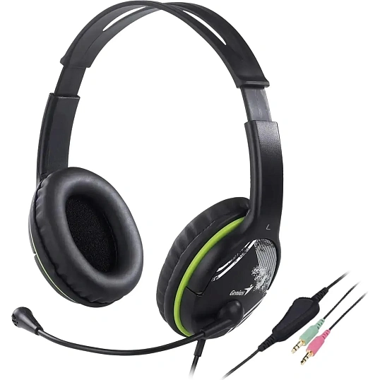 Гарнитура проводная Genius HS-400A черный/зелёный 31710031400