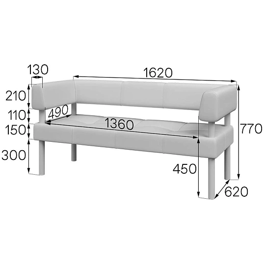 Диван MV_ Комус Мебель Balance 3-мест. (Bu3-2)  к/з Or.16/Ec.3001 черн