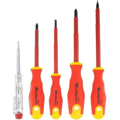 Набор отверток диэлектр. Сибртех двухкомпонентные рукоятки 5шт. CrV (12937)