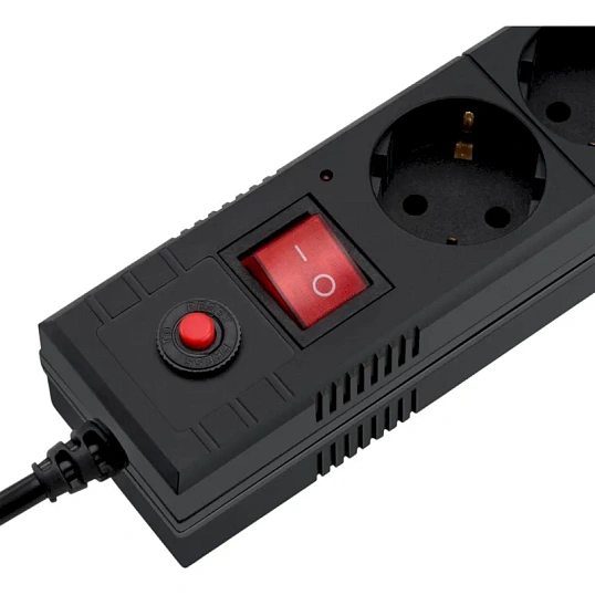 Сетевой фильтр Buro BU-SP1.8_USB_2A-B 1.8м (6 розеток) черный