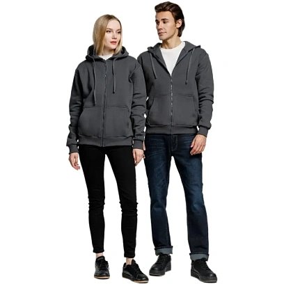 Толстовка на молнии с капюшоном Siverga Heavy 2.0, т-серая (графит),M