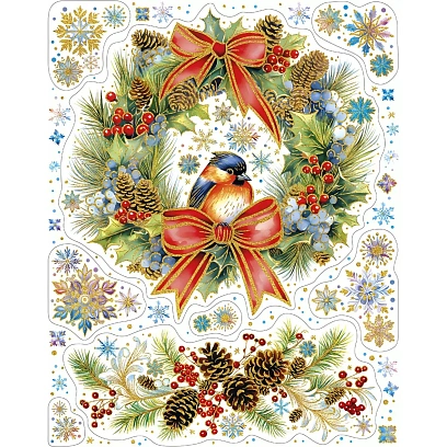 Наклейка на окно новогодняя из ПВХ пленки, с раскраской 30x38см арт.92063