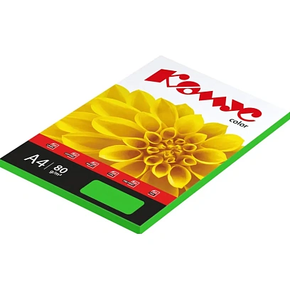 Бумага цветная Комус Color (зеленый интенсив), 80г, А4, 100 л.