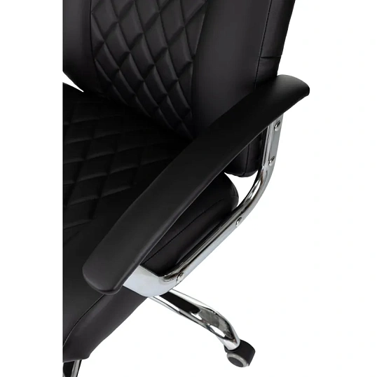 Кресло БР Комус Мебель EChair 658 экокожа (строчка ромб),черный, хром
