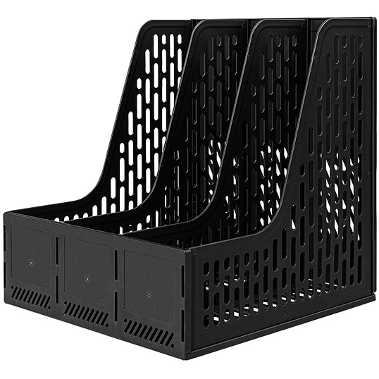 Лоток вертикальный д/бумаг Deli E9843,сбор,3отд,чер,250x257x275мм,пл