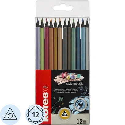 Карандаши цветные Kores Kolores Metallic Style 12шт трехгр пласт кор 93316