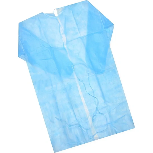 Халат н/с , на завязк, рук.рез, дл.110см, XXL, пл 20, голуб, 10 шт/уп