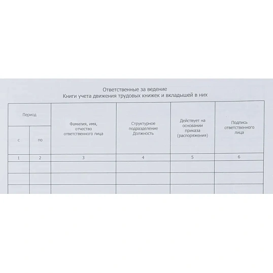 Книга учета движения трудовых книжек и вкладышей А4 32л карт.в облож, офсет