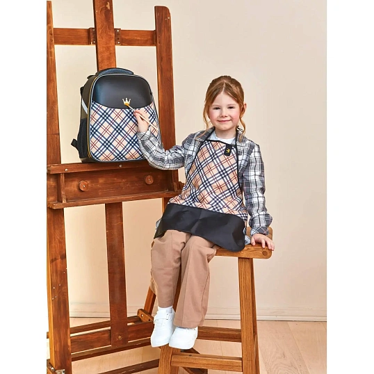 Фартук для труда Кому Класс Queen, беж,2карм.,нарукав, 535x445,ФН41-20-2