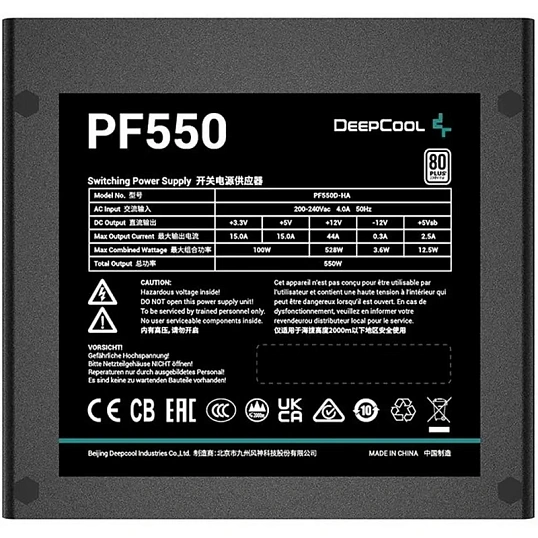 Блок питания Deepcool ATX 550W PF550 V2 ATX V2.4 80+(20+4pin)APFC