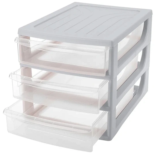 Бокс с выдвижными лотками А4 260х368х265мм 3выдв.отд, светло-сер. 433223930