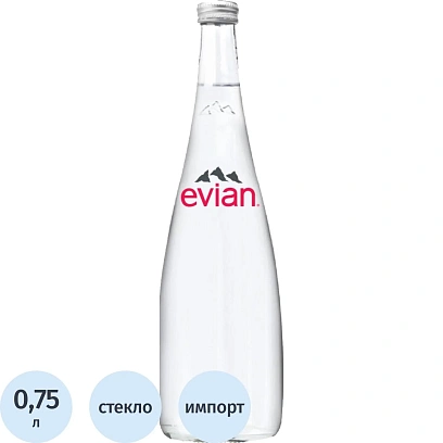 Вода минеральная Evian,негаз. ст/бут, 0,75 л