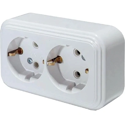 Розетка 2-местная с заземл, открытой установки RA 16-238-Б, 16А, IP20