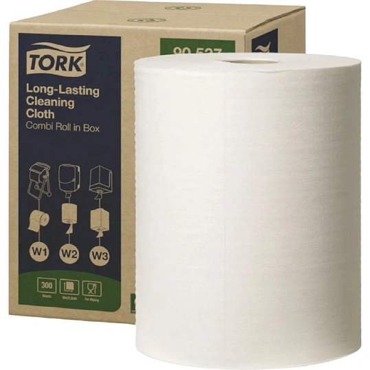 Материал протирочный нетканый Tork W1/W2/W3 300лx1рул/кор, белый 90537