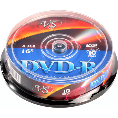 Носители информации DVD-R (VSDVDRCB1001), 4,7 GB 16x, VS, (10шт/уп)