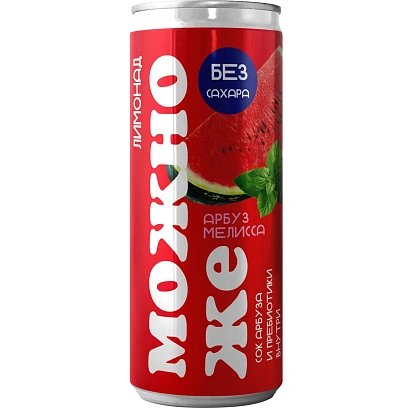 Лимонад Можно Же Арбуз-Мелисса с пребиотиком пастериз среднегаз ж/б 0,33л