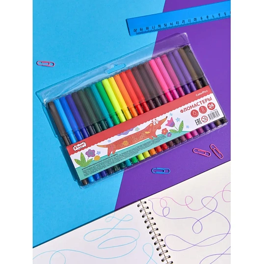 Фломастеры №1 School ColorPics набор 24 цв.,вентилир.,смыв., блист. упак