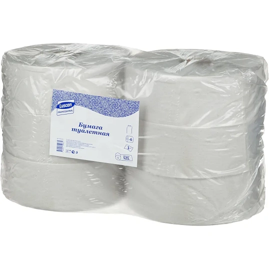 Бумага туалетная д/дисп Luscan Professional 1слнатур вторвтул525м 6рул/уп