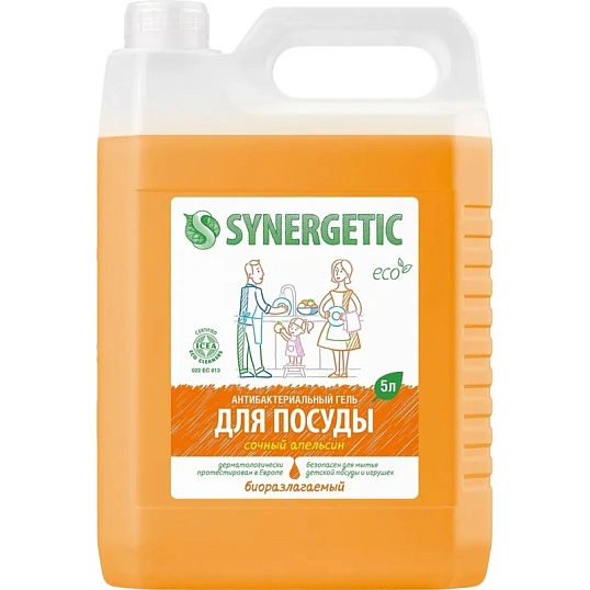 Средство для мытья посуды Synergetic Антибактериальное Сочный Апельсин 5л