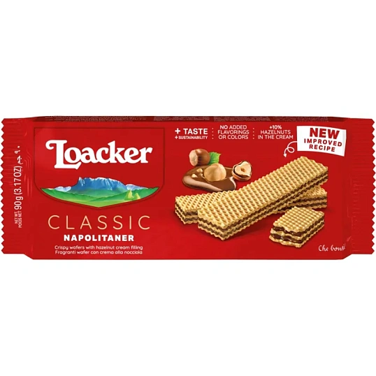 Вафли Loacker классик наполитанер 90гx12шт/уп 10861-006