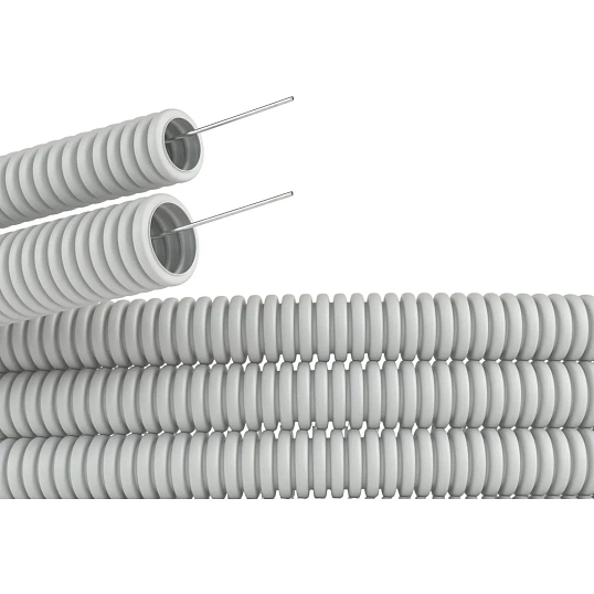 Труба гофр. ПВХ DKC гибкая d=16мм, лёгкая с протяжкой, 100м, цвет серый