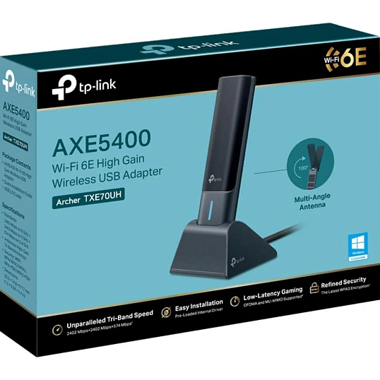 Сетевой адаптер Wi-Fi TP-Link Archer TXE70UH AXE5400 USB-адаптер Wi-Fi 6E