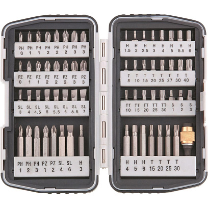 Набор бит , магнитный адаптер, CrV, пластиковый кейс, 64 шт. Matrix  11327