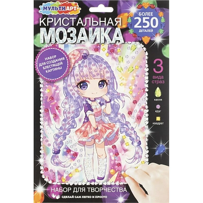 Мозаика кристальна 17x23 см Милашка Аниме, набор МУЛЬТИ АРТ CRYST-PINTAN