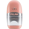 Ластик-точилка Milan CAPSULE SILVER+2 зап.ластика, цв в асс, блистBYM10356