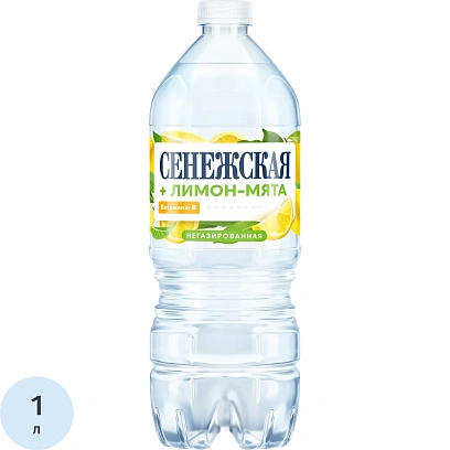 Вода питьевая Сенежская + Лимон, мята. негазированная ПЭТ 1л