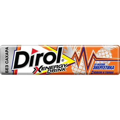 Жевательная резинка DIROL X ENERGY DRINK б/сах энерг и анан, 13,6гx30шт/уп