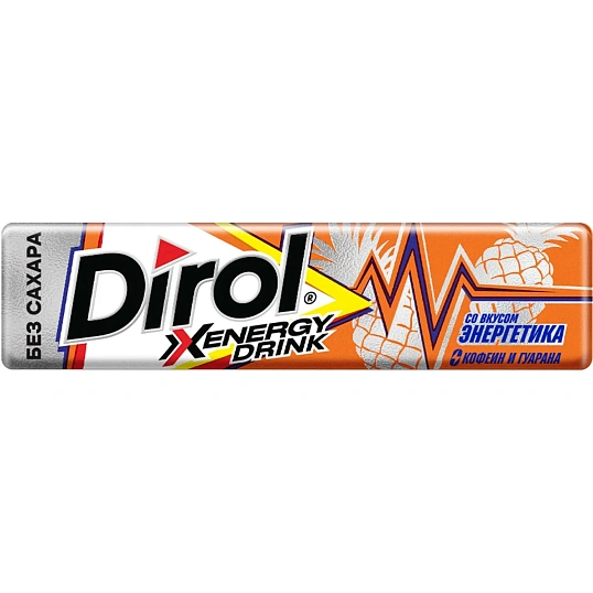 Жевательная резинка DIROL X ENERGY DRINK б/сах энерг и анан, 13,6гx30шт/уп