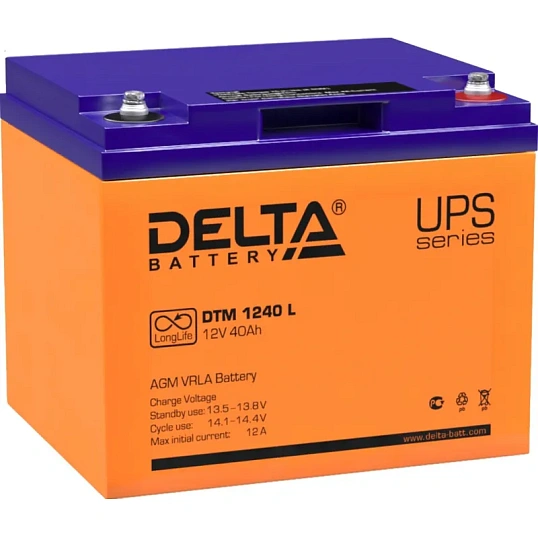 Батарея для ИБП Delta DTM 1240 L 12В/40, болт М6 (198x166x170мм)