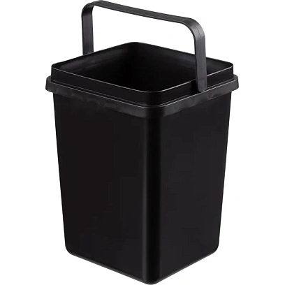 Ведро мусорное пластиковое  11л. с ручкой, черное