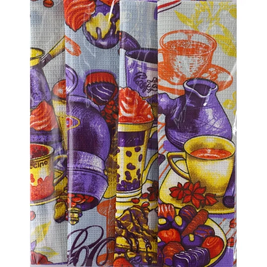 Набор полотенец 35х60- 4 шт., вафля 160 гр/м2, Кофе микс