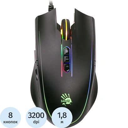Мышь компьютерная A4Tech Bloody Q81 Curve черн. оптическая 3200dpi USB 7but