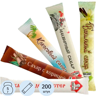 Сахар порционный Дядя Тула микс ван, имбир, кокос, кориц, бел/сах стик, 1кг