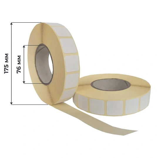 Термотрансферные этикетки ПГЛ 20х20, 6000 шт/рул, вт.76, 6 рул/уп (спайка)