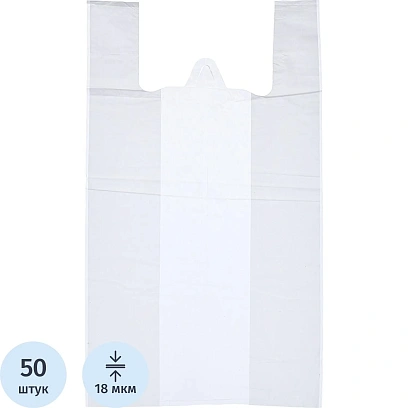 Пакет-майка ПНД 36+16х60, 18мкм, 50 шт/уп